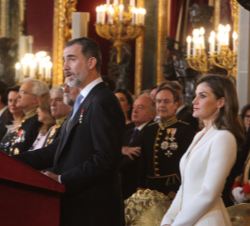 Don Felipe durante sus palabras en la recepción al Cuerpo Diplomático