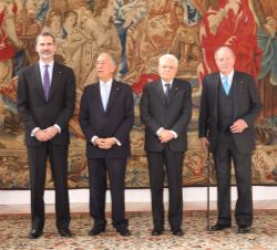 Su Majestad el Rey y Su Majestad el Rey Don Juan Carlos junto al Presidente de Portugal y al Presidente de Italia