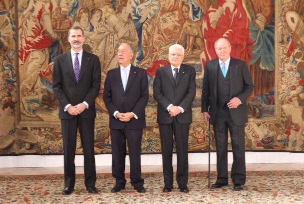 Su Majestad el Rey y Su Majestad el Rey Don Juan Carlos junto al Presidente de Portugal y al Presidente de Italia