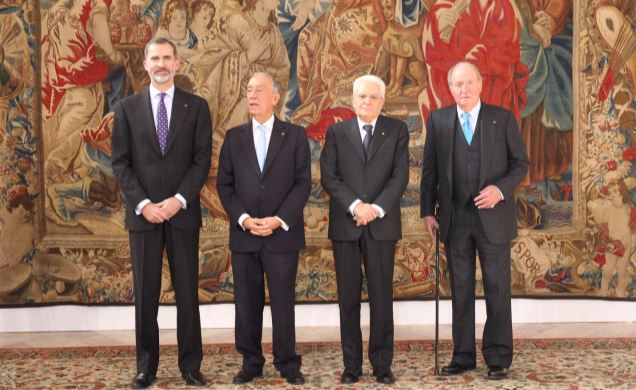 Su Majestad el Rey y Su Majestad el Rey Don Juan Carlos junto al Presidente de Portugal y al Presidente de Italia