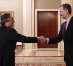 Su Majestad el Rey recibe el saludo de secretario general permanente del Consejo de Empresarios Iberoamericanos-CEIB, Juan Rosell