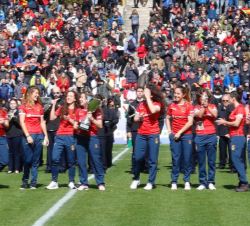Homenaje a la selección femenina de rugby XV, vencedoras del Campeonato de Europa, en presencia de Su Majestad el Rey