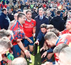 Don Felipe estuvo presente en la celebración de la victoria del equipo español