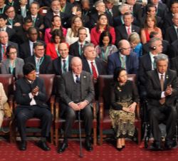 Don Juan Carlos durante el comienzo de la Ceremonia de transmisión del mando presidencial