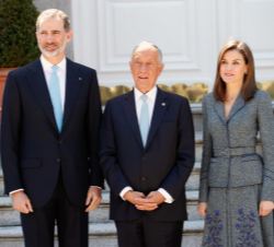 Sus Majestades los Reyes con Su Excelencia el Presidente de la República Portuguesa, Marcelo Rebelo de Sousa