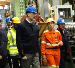 Su Majestad el Rey durante su visita a las instalaciones de SIDENOR