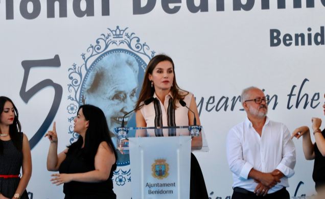 Su Majestad la Reina durante sus palabras en el acto de celebración del “Día Internacional de las Personas Sordociegas”