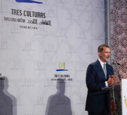 Su Majestad el Rey durante su intervención en el "WOCMES 2018"