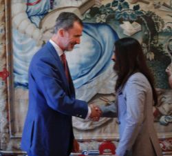 Su Majestad el Rey recibe el saludo del presidente del Parlamento de las Illes Balears, Baltasar Picornell i Lladó