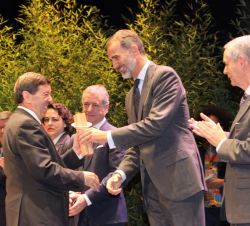 Su Majestad el Rey entrega el premio en la categoría de Institución a Josep Masabeu, presidente de Braval