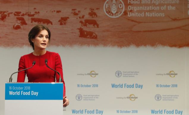 Su Majestad la Reina durante su intervención en la ceremonia del "Día Mundial de la Alimentación"