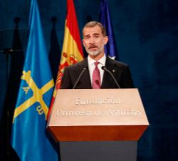 Su Majestad durante su intervención en los Premios Princesa de Asturias