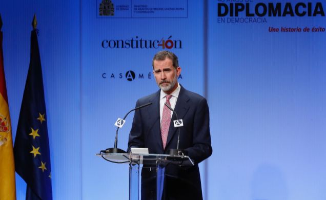 Don Felipe durante su intervención en el auditorio de Casa de América