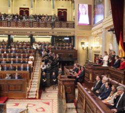 Vista lateral del Hemiciclo durante la intervención de la presidenta del Congreso de los Diputados