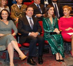 Su Majestad la Reina en la primera fila de asientos del auditorio momentos antes del comienzo del II Congreso Internacional: “La voz de las Muje