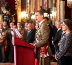 Don Felipe durante su intervención en el Salón del Trono del Palacio Real