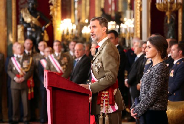 Don Felipe durante su intervención en el Salón del Trono del Palacio Real