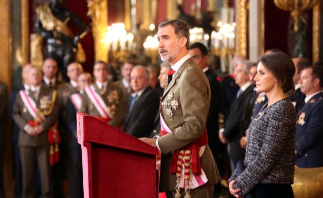 Don Felipe durante su intervención en el Salón del Trono del Palacio Real