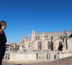 Don Felipe junto al presidente de la Junta de Andalucía en la terraza del Archivo General de Indias de Sevilla