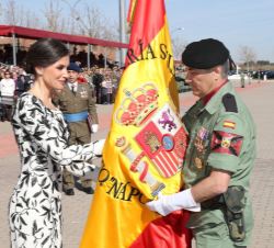 Su Majestad la Reina entrega la Bandera al coronel jefe de la Fuerza