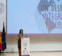 Su Majestad la Reina durante sus palabras en el acto