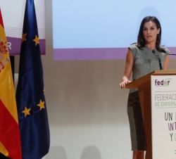 Su Majestad la Reina durante sus palabras en el acto