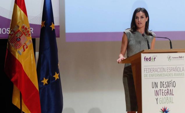 Su Majestad la Reina durante sus palabras en el acto
