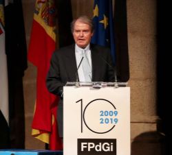 El presidente de la Fundación Princesa de Girona, Francisco Belil, durante sus palabras