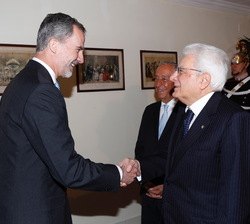 Su Majestad el Rey recibe el saludo del Presidente de la República Italiana, Sergio Mattarella