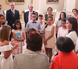 Doña Letizia durante el desarrollo de la audiencia