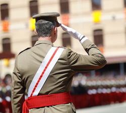 Su Majestad el Rey durante los honores de ordenanzas