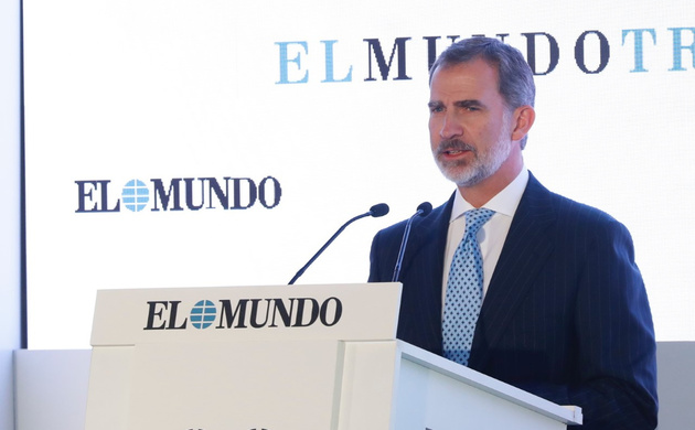 Su Majestad el Rey durante sus palabras en el 30º aniversario del diario “El Mundo”