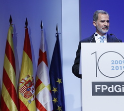Su Majestad el Rey durante su intervención en la entrega de los Premios Princesa de Girona