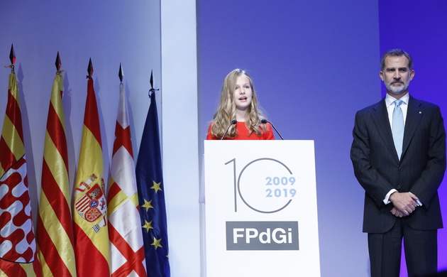 Su Alteza Real Princesa de Asturias y de Girona durante su intervención junto a Su Majestad el Rey