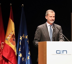 Su Majestad el Rey durante sus palabras en el auditorio