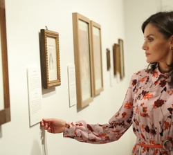 Doña Letizia lee el histórico de una de las obras de Goya
