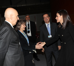 Su Majestad la Reina recibe el saludo de María Luisa Carcedo ministra de Sanidad, Consumo y Bienestar en funciones