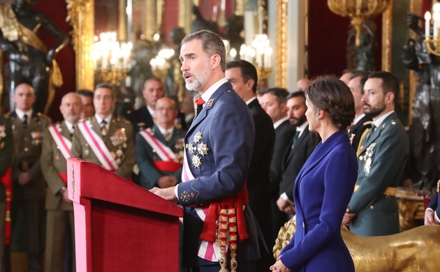 Don Felipe durante su intervención en el Salón del Trono del Palacio Real