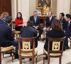 Su Majestad la Reina durante la audiencia a la representación de la Federación de Distribuidores Cinematográficos (FEDICINE)