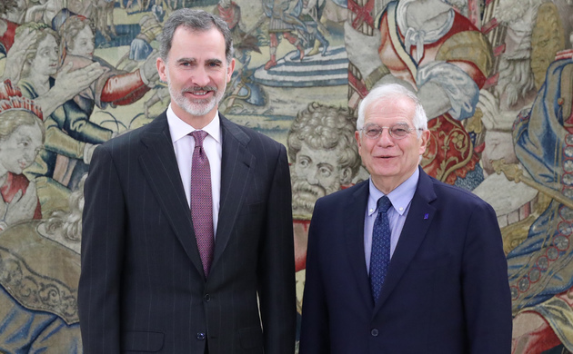 Su Majestad el Rey junto al Alto Representante de la Unión para Asuntos Exteriores y Política de Seguridad y Vicepresidente de la Comisión Europea, Jo