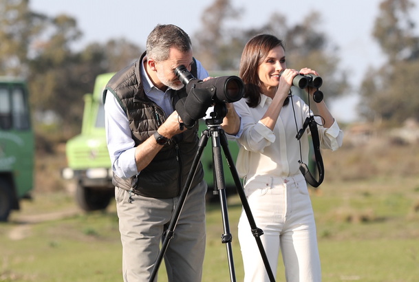 Sus Majestades los Reyes en el observatorio de la zona de la Vera del Puntal
