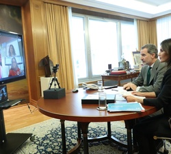 Los Reyes en la videoconferencia con Curz Roja