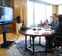 Sus Majestades los Reyes conversan con responsables de AENA