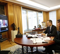Los Reyes durante la videoconferencia