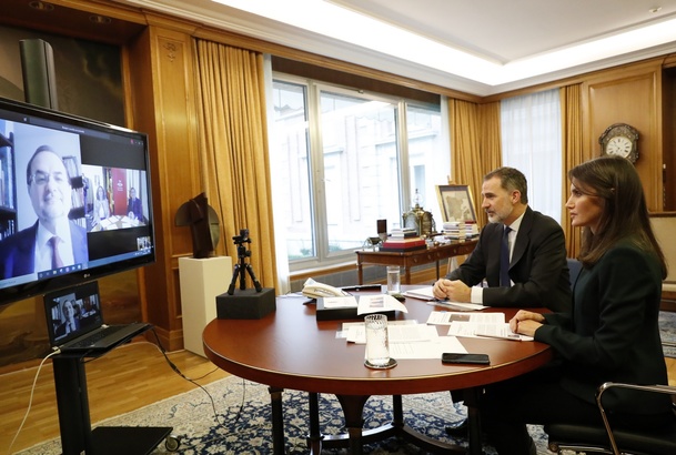 Los Reyes durante la videoconferencia