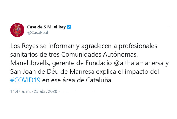 Sus Majestades los Reyes hoy atentos a la evolución de la pandemia en Cataluña