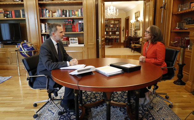 Su Majestad el Rey junto a Rebeca Grynspan, Secretaria General Iberoamericana
