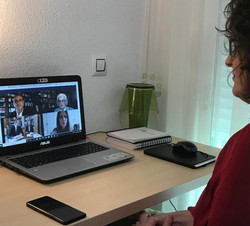 Mar Amate, directora de la Plataforma del Voluntariado, durante la videoconferencia con Sus Majestades los Reyes