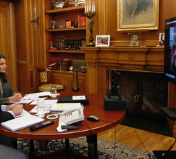 Don Felipe y Doña Letizia conversan con nuestros destacados embajadores de la Marca España por videoconferencia del ámbito socio Cultural