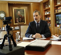 Los Reyes durante la videoconferencia con los responsables de la Red de Parques Nacionales